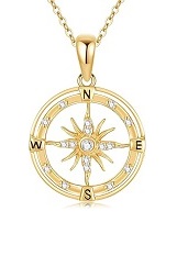 small compass Moissanite Sun gold baby necklace
